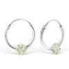 925 Sterling Silver Single Light Green CZ on Small 0.5 inch 1/2" 12mm Endless Hoop Earrings 23463