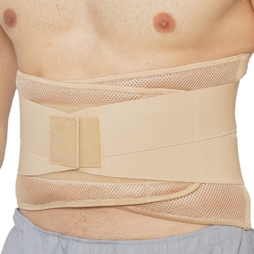 NeoTech Care Adjustable Compression Wide Back Brace Lumbar Support Belt (Beige, Size L)
