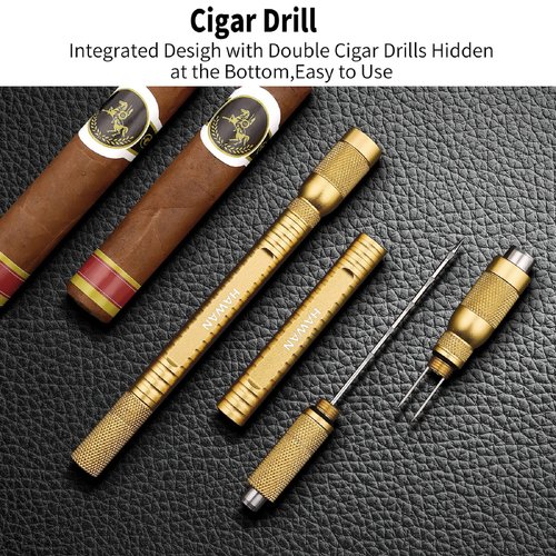 HAWAN Cigar Punch 4 in 1 Multitool Dual Size Punch with Draw Enhancer Cutter and Twin Nubber (Color:Black)…