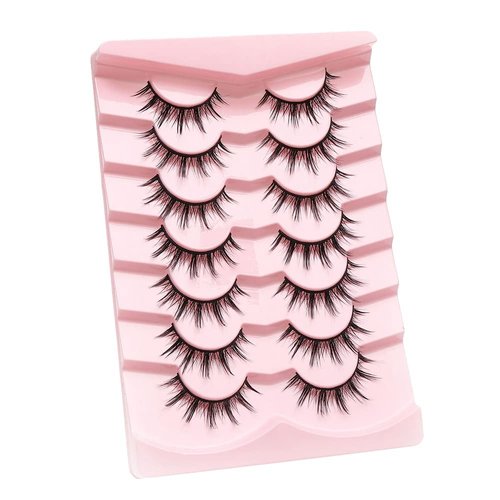 7 Pairs Manga Lashes Natural Look Anime False Eyelashes Fluffy 3D Volume Eyelashes Cosplay Fake E...
