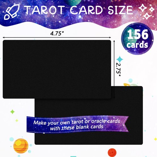 156 Pcs Blank Tarot Cards Deck with Case, Standard Tarot Size 2.76 x 4.72 Inch, Make Your Own Tarot Cards Oracle Blank Deck of Cards for Adults DIY Playing Divination, Easy to Write(Black)