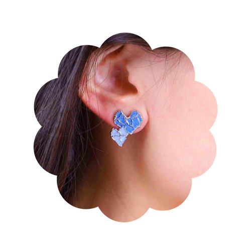 Sttiafay Vintage Blue Heart Stud Earrings Acrylic Heart Earrings Resin Blue Heart Earrings Double Love Heart Earrings Jewelry for Women
