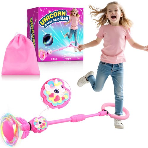 Dolanus Unicorn Skip It Toy for Girls, Birthday Gifts for 6 7 8 10 12 Year Old Girls, Ankle Skip Ball with Flashing Lights, Girls Toys Age 6-8, Kids Sports Toy for Outdoor Outside Indoor