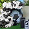 Soccer Balloon Garland Arch Kit, 22 18 12 10 5 Inch Black White Football Print Balloons Arch Kit with 4D Football Foil Balloons Football Helium Balloon for Birthday Soccer Football Club Party