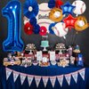 Baseball Balloons 1st Birthday Decorations for Boys, Baseball Party Decorations Baseball Sports Theme Party Supplies, 40 inch Foil Number Balloons Number 1 Balloon Blue Red White Sports Balloon Kits