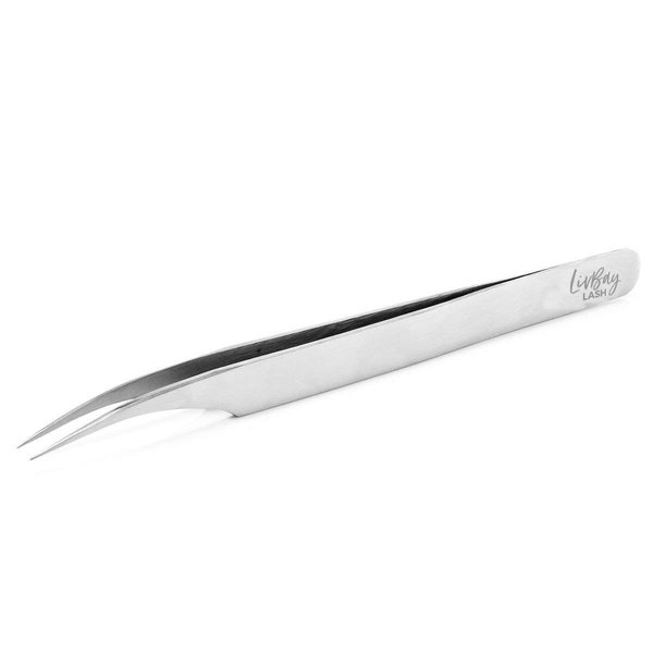 LivBay Lash - Curvy Babe Eyelash Stainless Steel Tweezer for Isolation and Classic Lash Extensions | Curved Tip | False Lash Applicator Tool (Professional Use Only)