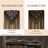 GOO GOO Clip in Hair Extensions Real Human Hair, 18inch 110g 7Pcs, 4/27/4 Balayage Chocolate Brown to Caramel Blonde, Remy Human Hair Extensions Clip ins for Women, Natural Human Hair