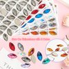 Horse Eye Rhinestones Flatback Sew on Rhinestone with 2 Holes 36pcs 9x18mm Glass Navette Shape Rhinestones for Crafts Project,Clothes,Costume,Shoes,Bags,Black
