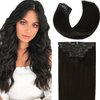 Loxxy Human Hair Clip in Extensions Thin PU Weft Natural Black Invisible Seamless Clip in Hair Extensions Real Human Hair Natural Straight Thick Remy Invisi Edge 130g 7Pcs 18Inch