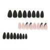 BAOYAALIN Black Press on Nails Short Medium Almond Shaped French Tips Fake Nails with Simlpe Gold Lines Design Glue on Nails for Women Girls Acrylic False Stick on Nail Manicure for Wedding 24Pcs