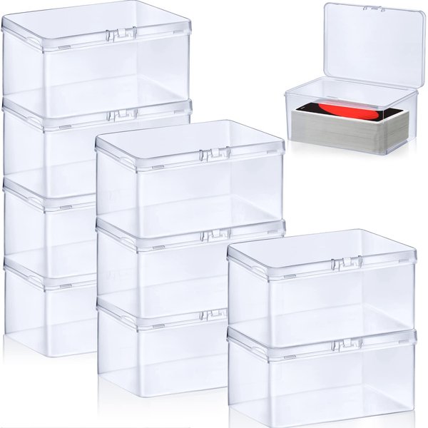 Qunclay 10 Pcs Playing Card Cases Trading Card Deck Case Clear Playing Card Box Playing Deck Card Storage Box Card Organizer Compatible with Mtg/Tcg Sports Cards, 4.33 x 2.95 x 2.17 Inch