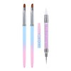 3pcs Nail Art Clean Up Brushes, Nails Painting Brushes, Round & Angled Head Pen Silicone Nail Art Acrylic Pen Brushes Dotting Pen Nail Painting Tools for Nail Art Design Polish Mistake Cleaning
