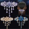 E EMZHOLE Luxury Hair Barrettes Flower Tassel Design Spring Clip Rhinestone Hairpin Crystal Hair Clip Hair Accessories for Women Girls (Champagne)