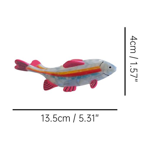 Novelty Rainbow Stripe Fish Hair Clip,Acetate Hair Claw,Small Hair Clips for Women