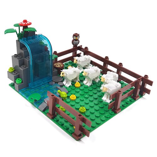 Sufeasdf Farm Animals Zoo Building Block Set A, Farm Animal Building Toys, Sheep, Horse Farm, Chicken Coop, Panda, Giraffe, Cowshed, Duck Pond, Compatible with Lego 853792 Accessory for Ages 6-12