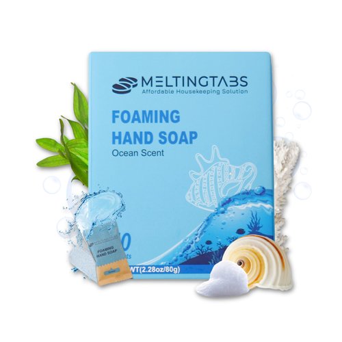 MELTINGTABS Foaming Hand Soap Refill Tablets - Ocean Scent - Hand Wash Concentrate, Portable and Moisturizing, 10 Pack Travel Refill Tablets