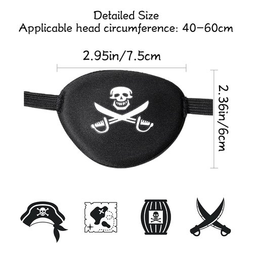 SATINIOR 6 Pieces Pirate Eye Patch One Eye Skull Patch Pirate Captain Eye Patch Skull Crossbone Eye Patch 3D Adjustable Single Eye Patch Eye Patch for Adults Kids Party Favors Decorations Black