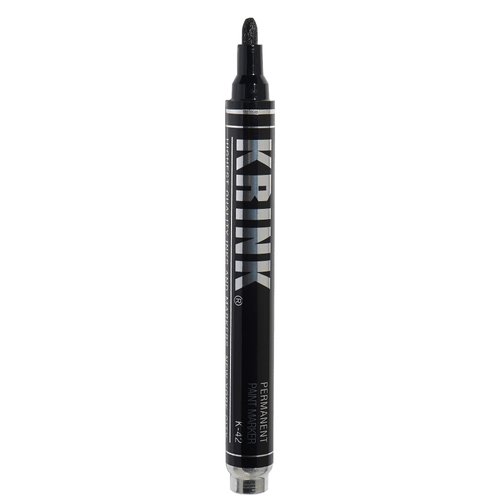 Krink K-42 Black Paint Marker - Vibrant and Opaque Fine Art Paint Pen for Any Surface - Permanent Marker with Alcohol-Based Paint for Metal Glass Paper Painted Surfaces and More