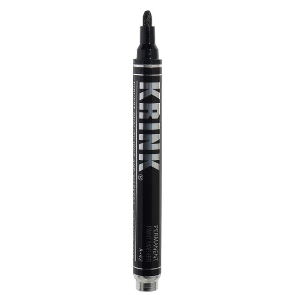 Krink K-42 Black Paint Marker - Vibrant and Opaque Fine Art Paint Pen for Any Surface - Permanent Marker with Alcohol-Based Paint for Metal Glass Paper Painted Surfaces and More