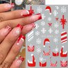 Christmas French Nail Art Stickers with Christmas Hat Snowflake Gift Bow English Design Xmas Nail Sticker 3D Adhesive Snow Elk Red French Glitter Nail Tip Christmas Winter Holiday Nail Decor for Women