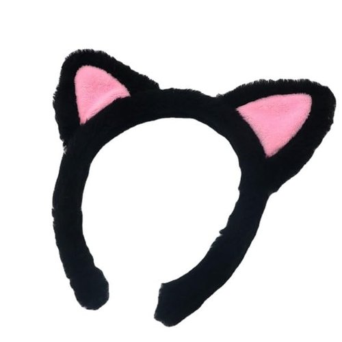 Black Cat Ears Headbands, Plush Cute Cat Ears Headband Washing Face Headbands, Cat Ear Headband, Cat Ears Hair Headbands,Soft Cute Makeup Headbands, Shower, Teen Girls and Women，Hair Accessories