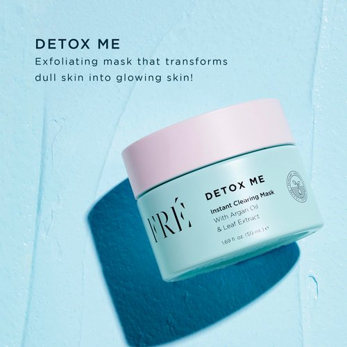 FRÉ Exfoliating Acne Face Mask, Detox Me Skincare - Prevents Acne, Breakouts & Unclogs Pores - Argan Oil, Dead Sea Salt & Kaolin Clay Mask for Face - Facial Scrub Blackhead & Dark Spot Reducer