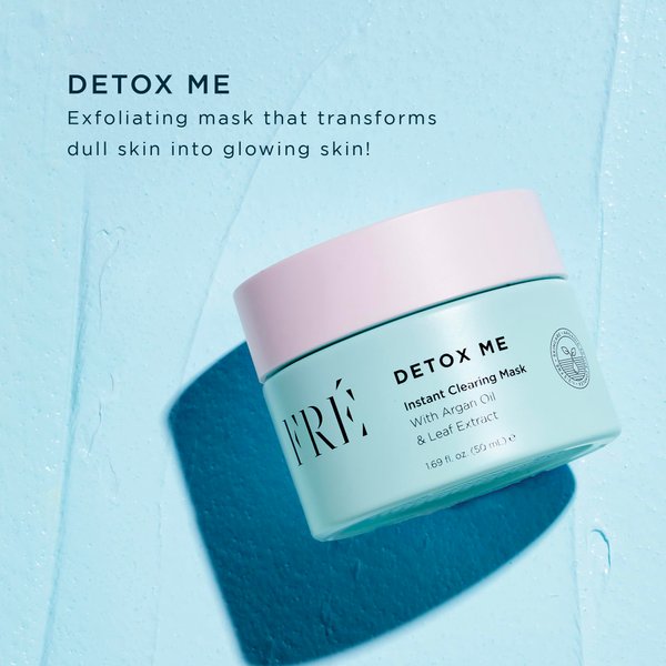 FRÉ Exfoliating Acne Face Mask, Detox Me Skincare - Prevents Acne, Breakouts & Unclogs Pores - Argan Oil, Dead Sea Salt & Kaolin Clay Mask for Face - Facial Scrub Blackhead & Dark Spot Reducer