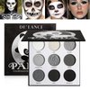 Afflano Gray Eyeshadow Palette Grey Black White Silver, Blendable Smokey Eye Eyeshadow Palette, for SFX Skull Goth Look Halloween Makeup Palette, Long Lasting Dark Eye Shadow Pallet - Panda
