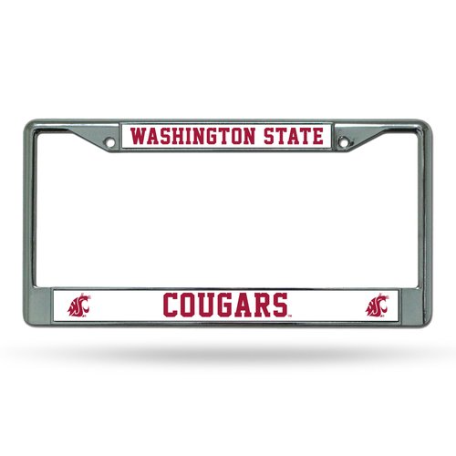 Rico Industries NCAA Washington State Cougars Standard Chrome License Plate Frame, 6 x 12.25-", Team Color