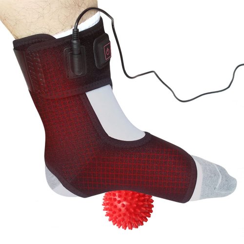 CREATRILL Heated Achilles Tendonitis/Plantar Fasciitis Foot Ankle Wrap With 3 Level Controller, Pad for moist heat Therapy, injuries Pain Relief for Sprains, Strains, Arthritis, Torn Tendons