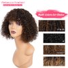 Rebecca Fashion Highlight Curly Bob Human Hair Wig with Bangs 10 Inch Short Curly Water Wave Bob Wig Human Hair Wigs for Black Women Glueless Wig 100% Brazilian Remy Hair Black Mixed Brown Color