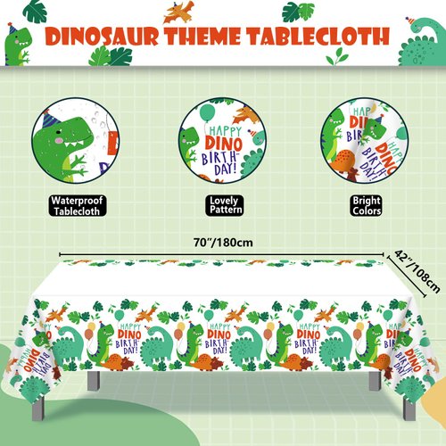 4 Pack Dinosaur Tablecloth Dinosaur Party Decorations Dinosaur Party Supplies 86 x 51 inches Dinosaur Theme Table Cover Dinosaur Rectangle Plastic Table cloth dinosaur table cloths for birthday party