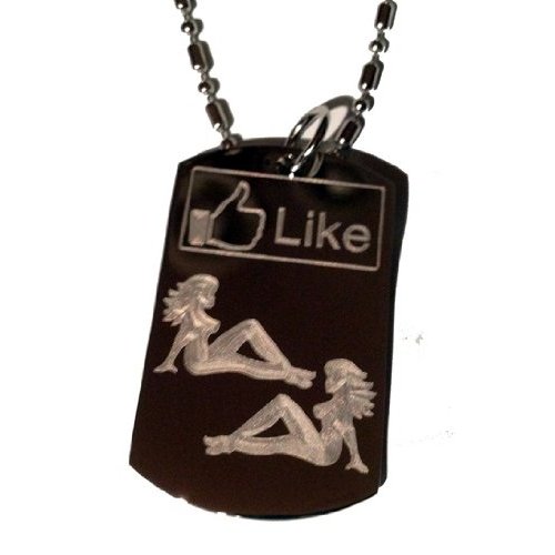 I Like Button "Like It" Sexy Trucker MUD Flap Girl Babe Lady Logo Symbols - Military Dog Tag Luggage Tag Key Chain Keychain Metal Chain Necklace