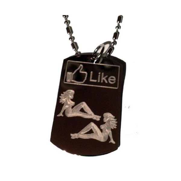 I Like Button "Like It" Sexy Trucker MUD Flap Girl Babe Lady Logo Symbols - Military Dog Tag Luggage Tag Key Chain Keychain Metal Chain Necklace