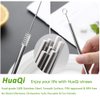 Set of 10 Stainless Steel Straws, HuaQi Bent Reusable Drinking Straws 10.5'' Long 0.24‘’ Dia for 30 oz Tumbler and 20 oz Tumbler, 2 Cleaning Brush Included (10 Bent Straws + 2 Brushes）