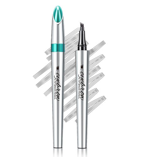 Eyebrow Pencil Eyebrow Microblading Pen, Eyebrow Pen Micro 4 Point Brow Pen Lift & Snatch Eyebrow Eye Makeup, Long-Lasting Waterproof & Smudge-proof (Dark Gray)