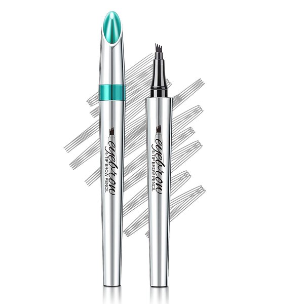 Eyebrow Pencil Eyebrow Microblading Pen, Eyebrow Pen Micro 4 Point Brow Pen Lift & Snatch Eyebrow Eye Makeup, Long-Lasting Waterproof & Smudge-proof (Dark Gray)