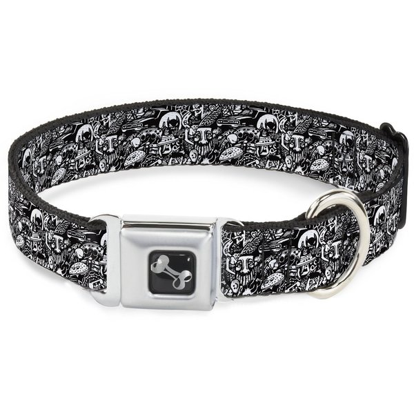 Buckle-Down Seatbelt Buckle Dog Collar - Comic Nightmare - 1.5" Wide - Fits 13-18" Neck - Small