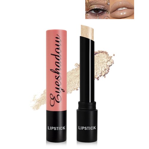 Glitter Lipstick Lip Gloss Long Lasting Waterproof, Non-sticky, Multi-use Lip Color Stick for Shimmer Creamy Eyeshadow Crayon Pen, Diamond Shiny Bold Glow Goth Lipstick for Women Girls-01 Champagne