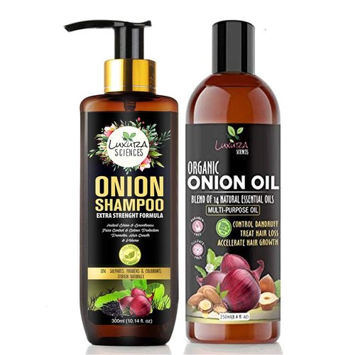 Luxura Sciences Onion Hair Care Combo | Nourishing Oil + Hydrating Shampoo | Enhances Growth, Strengthens Roots | Gives Thicker Fuller Hair | 250ml+300ml (2 Piece Set)