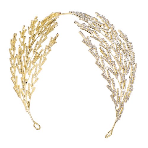 Coucoland Wedding Headpiece for Bride - Hair Jewelry Wedding Headband Tiara Leaf Headband Crown Tiara Bridal Gold Headpiece