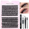 Fluffy Lash Clusters Kit 240pcs DIY Lash Extension Kit, Wispy Lash Clusters Kit Natural 30D+40D Mixed 12-16mm Eyelashes Kit C Curl with Lash Bond and Seal and Lash Applicator Tool.(30+40 Kit)
