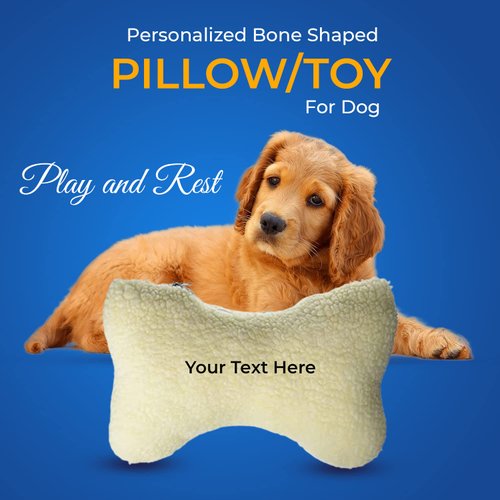 Personalized Passion – Bone Shaped Pillow/Toy for Dog | Perfect Shaped Toy for Pets Personalized Name Pet Dog Toy for Play and Rest