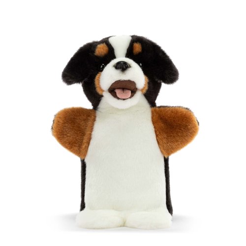 DEMDACO Animalcraft Black and Brown 11 Inch Stuffed Plush Puppet Roman The Bernese Mountain Dog