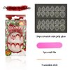 Christmas Press on Nails Short, French Red Glitter Christmas Candy Cane Fake Nails with Design Oval Nails for Women New Year Acrylic False Nail Kits Static Stick on Nails Reusable Full Cover 24Pcs