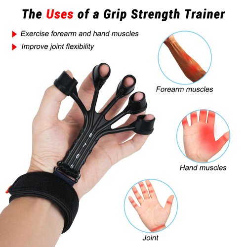 Grip Strength Trainer,Gripster, 4 Pcs Hand Gripper Strengthener, 8-Gear Strength Adjustment, Used to Exercise Finger Strength, Flexibility and Physical Recovery of Hands.