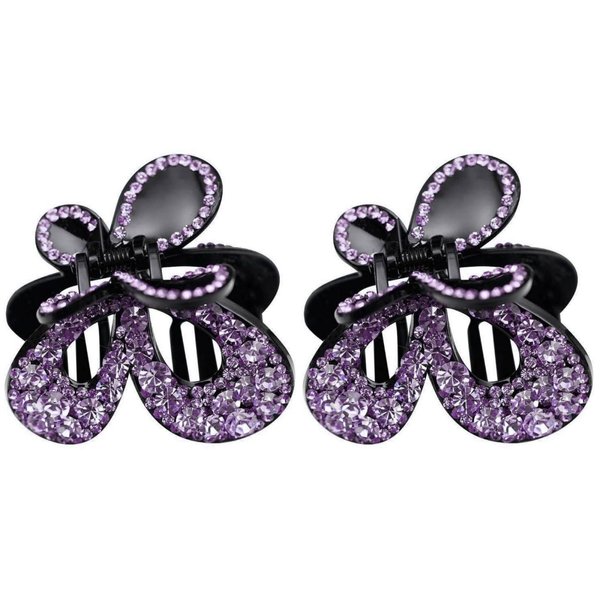 FOMIYES 2pcs Hairpin Hair Jewels for Women Butterfly Jaw Barrettes Hair Jaw Clip Barrettes for Girls Sparkle Hair Tiara Rhinestone Hair Claw Clip Rhinestones Scratch Purple Woman Acrylic