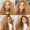 30 32 34 Inch Honey Blonde Bundles Color #27 Curly Human Hair Bundles Brazilian Unprocessed Virgin Hair Blonde Kinky Curly Bundles Human Hair Color 27 Bundles