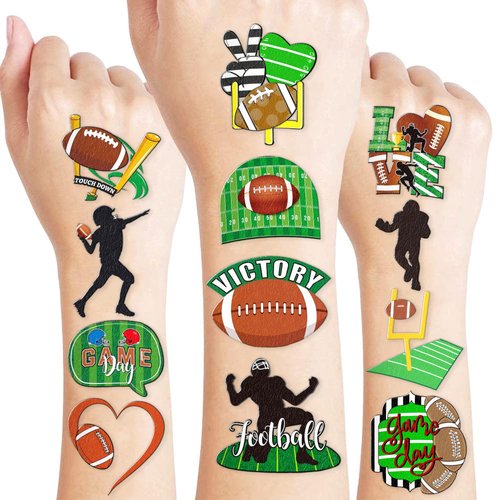 Cute Football Temporary Tattoos Sports Birthday Party Decorations Favors Supplies Rugby Sports Themed Stickers 10 Sheets 100 PCS Gifts for Baby Girls Boys Decor Class School Carnival Christmas