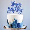 1 PCS Happy Birthday Cake Topper Glitter Happy Birthday Cake Pick for Celebrating Happy Birthday Anniversary Theme Party Cake Decorations Supplies Dark Blue